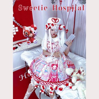 Sweetie Hospital Yami Kawaii Lolita Style Dress JSK by Diamond Honey - COLOR WHITE x RED SIZE M (CS34)
